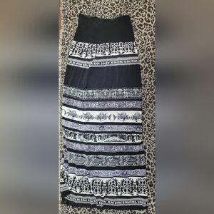 Rare Vintage Jean Paul Gaultier Black Fish Fossil Print Mesh Long Skirt